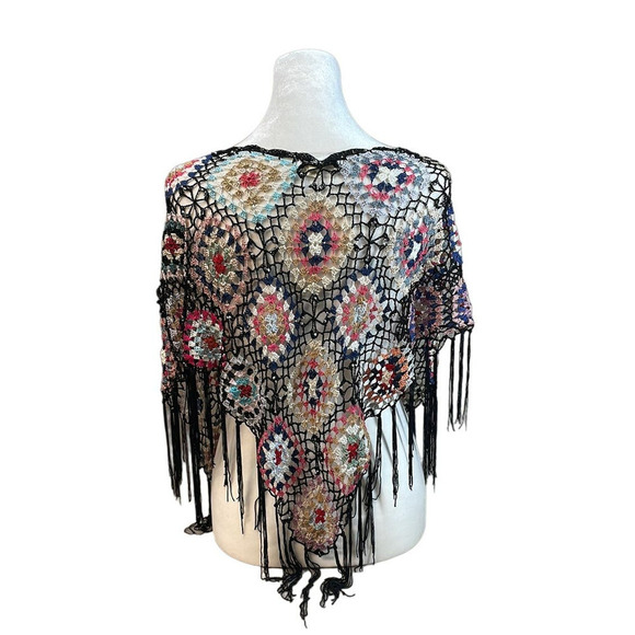 Body Central Unique Boho Crocheted Shawl One Size - Picture 3 of 7